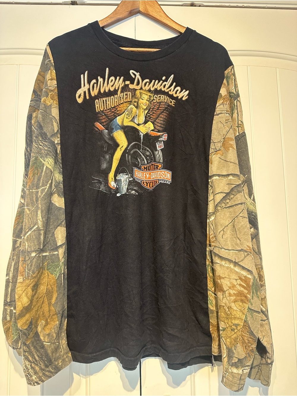 Reworked Harley-Davidson Long-Sleeve Shirt Size 3XL